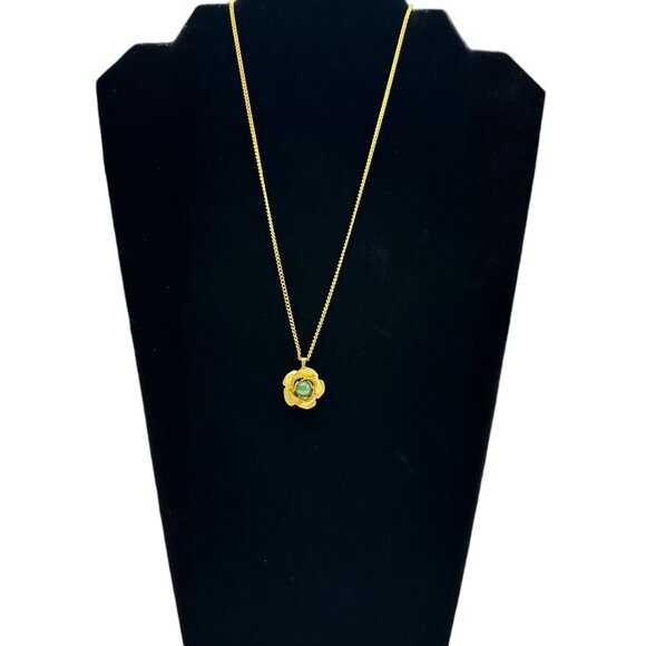 Green and Gold Floral Necklace - Picture 6 of 7